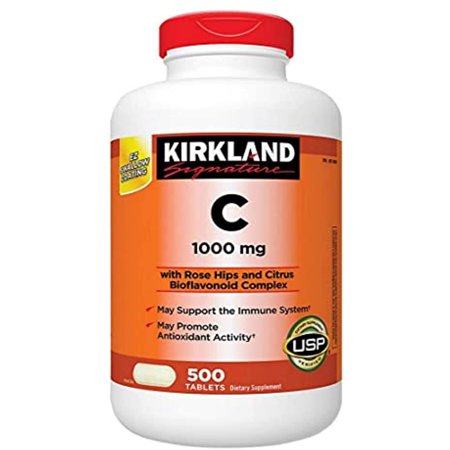 Kirkland Vitamin C with Rose Hips and Citrus Bioflavonoid Complex (1000 mg) 1000-Count Tablets - 638563196177