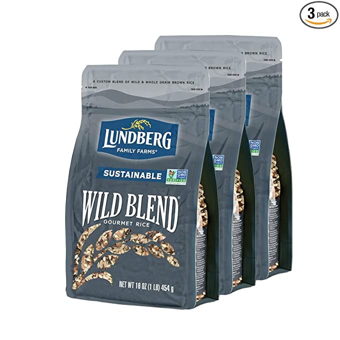 Lundberg Family Farms - Wild Blend Rice, Pantry Staple, Great for Cooking, Versatile, Rich Color, Full-Bodied Flavor, Whole Grain, Non-GMO, Gluten-Free, Vegan, Kosher (16 oz, 3-Pack) - 638876460019