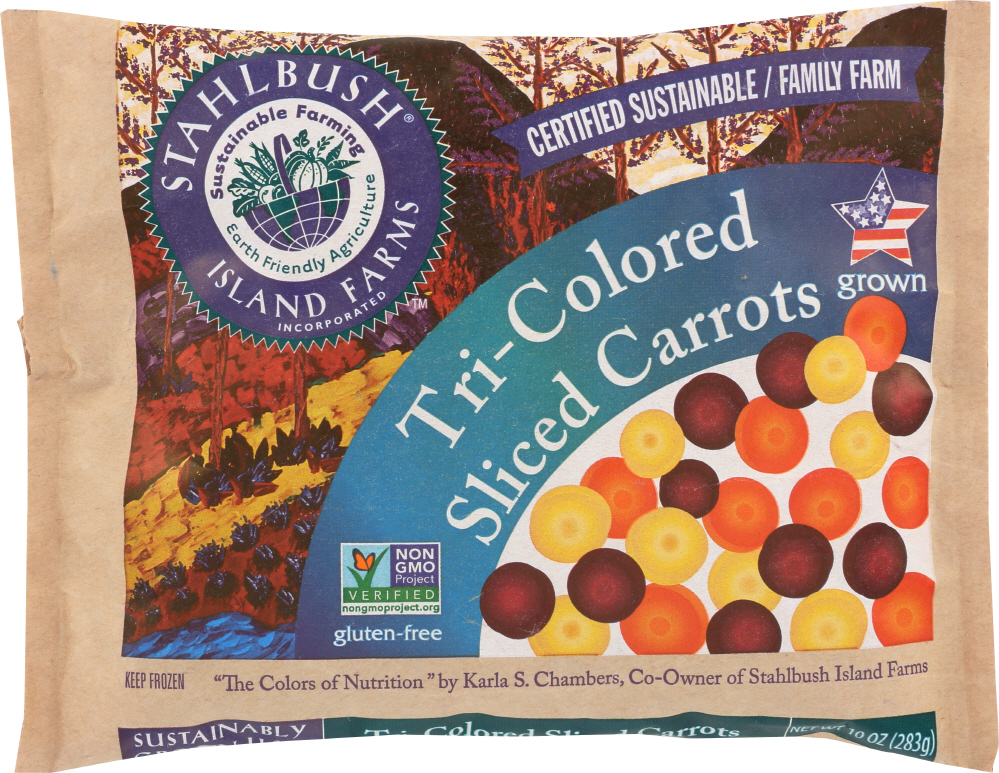 STAHLBUSH ISLAND FARMS: Tri Colored Sliced Carrots, 10 oz - 0638882000896