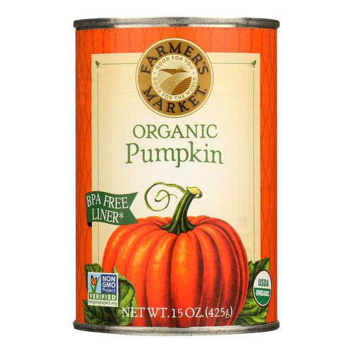 Farmer's Market Organic Pumpkin - Canned - Case Of 12 - 15 Oz. - 638882002005