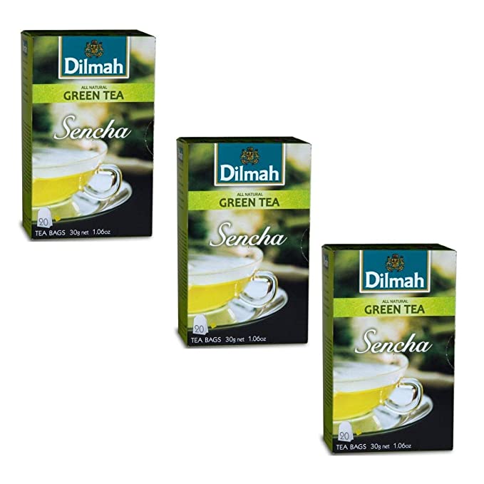 Dilmah Sencha Green Tea - 20 Tea Bags X 3 Pack - Finest Pure Ceylon Sri Lankan Green Tea - 638908950723