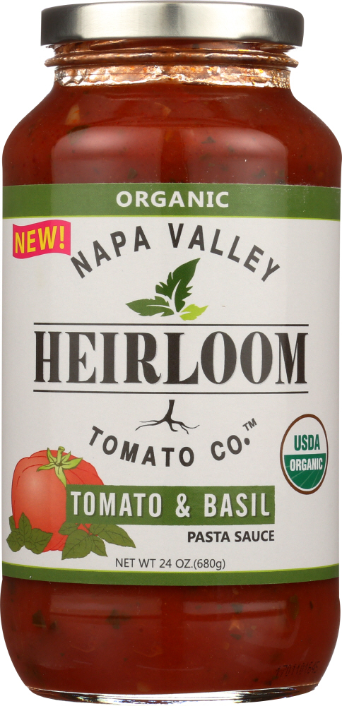 NAPA VALLEY HEIRLOOM TOMATO CO: Pasta Sauce Tomato and Basil Organic, 24 oz - 0639246070029