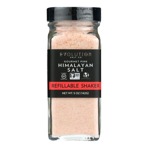EVOLUTION SALT CO.: Gourmet Pink Himalayan Salt Refillable Shaker, 5 oz - 0639713990317