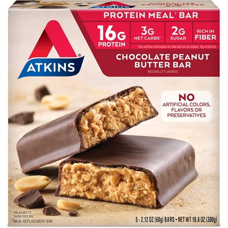 Atkins Protein-Rich Meal Bar, Chocolate Peanut Butter, Keto Friendly, 5 Count - 640707865894