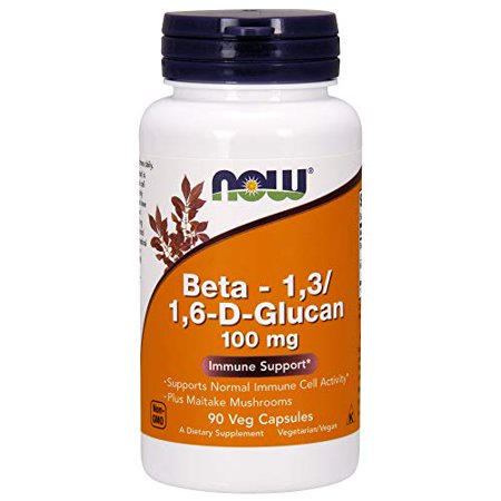 NOW Supplements, Beta 1,3/1,6- D-Glucan 100 mg with Maitake Mushrooms, 90 Veg Capsules - 641361597480