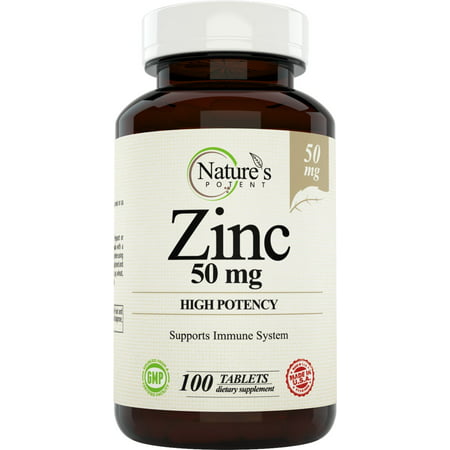 Zinc 50 mg [High Potency] Supplement for Immune Support (100 Tablets) - 641427784021