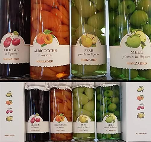  Italian Fruit & Grappa Collection (4 packages 0,35 L Apples Marzadro, Pears Marzadro, Cherries Fabbri, Apricots Fabbri)  - 642078051715