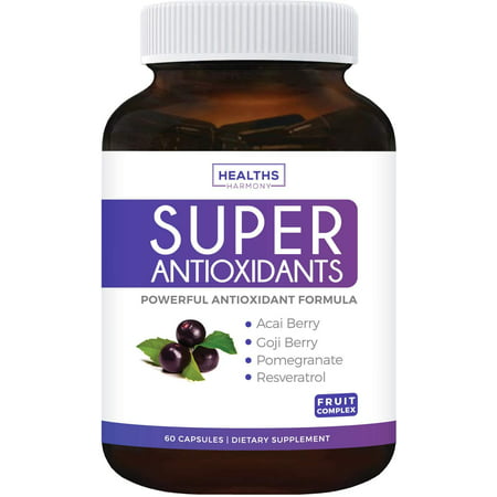 Healths Harmony Super Antioxidant Supplement | Super Food Blend | Acai Berry Goji Berry Pomegranate & Trans Resveratrol | 60 Capsules - 642415388665