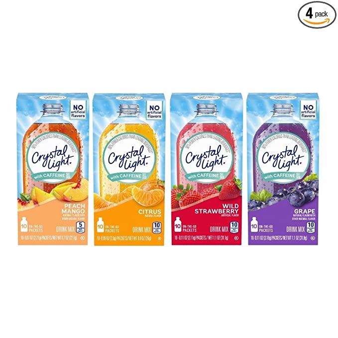  Crystal Light With Caffeine Variety Pack (40 Total Packets) Gluten Free - New 2016 Packaging  - 642554945484