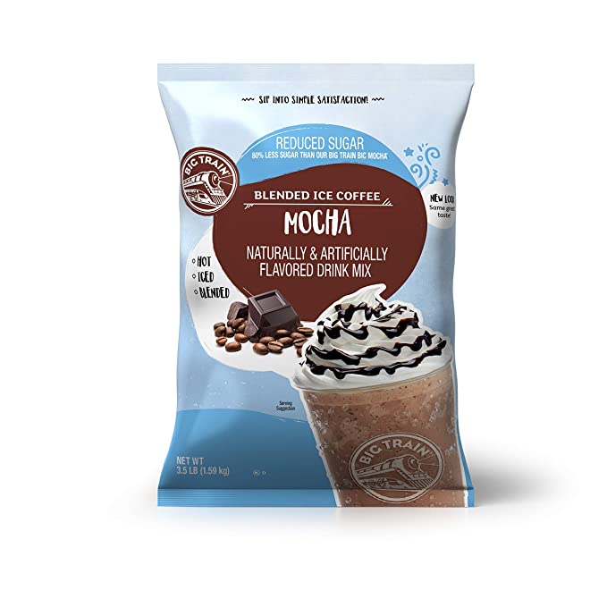  Big Train Blended Ice Coffee, 3.5 Pound Mocha, Reduced Sugar,56 Ounce  - 642628035127