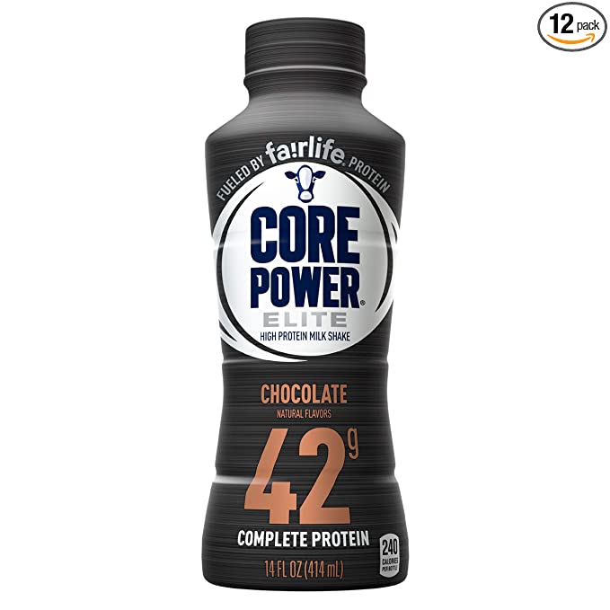  Core Power by fairlife Elite High Protein (42g) Milk Shake, 14 fl oz bottles, (Pack of 12) (Chocolate)  - 642709050049