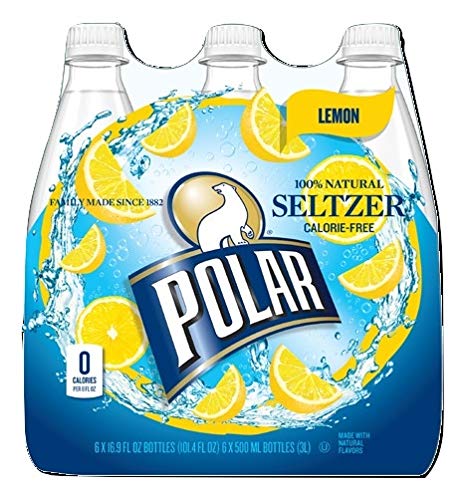 Polar 100% Natural Calorie-Free Seltzer Water, 500ml (16.9oz) Bottles (Lemon, Pack of 12) - 642709057246