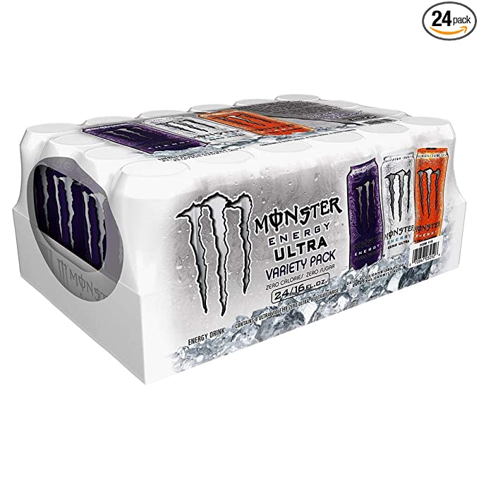 Monster Energy Ultra 3 Flavor Variety Pack, Zero Calories, Zero Sugar, 16oz (Pack of 24)  - 642709057406