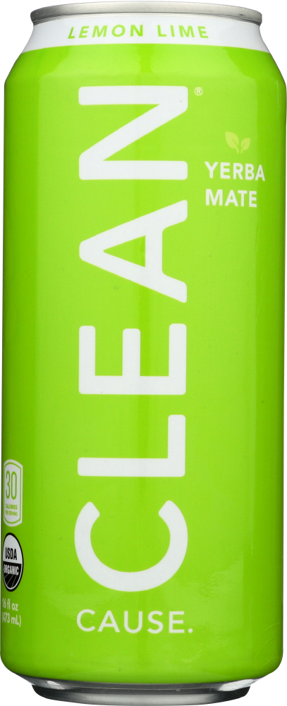 CLEAN CAUSE: Sparkling Yerba Mate Tea Lemon Lime, 16 fl oz - 0642782911336