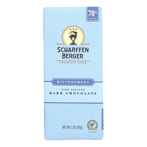 Scharffen Berger Chocolate Bar - Dark Chocolate - 70 Percent Cacao - Bittersweet - 3 Oz Bars - Case Of 12 - italian