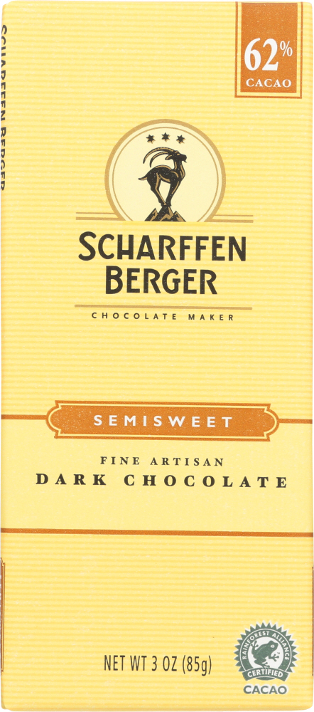 SCHARFFEN BERGER: 62% Semisweet Chocolate Bar Dark Chocolate, 3 oz - 0643392500194