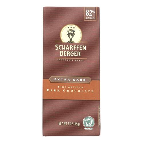 Scharffen Berger Chocolate Bar - Dark Chocolate - 82 Percent Cacao - Extra Dark - 3 Oz Bars - Case Of 12 - 643392500262