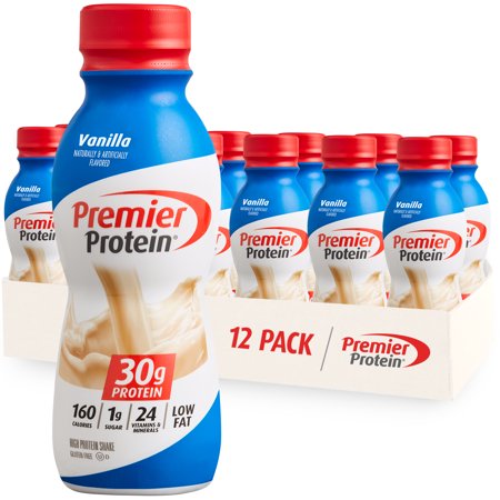 Premier Protein Shake, Vanilla, 30g Protein, 1g Sugar, 24 Vitamins & Minerals, Nutrients to Support Immune Health 11.5 Fl Oz (Pack of 12) (B07MCCVZYC) - 643843717034