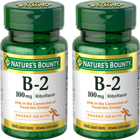 2 Pack - Nature's Bounty Vitamin B-2 100 mg Tablets 100 Tablets Each - 643950749454