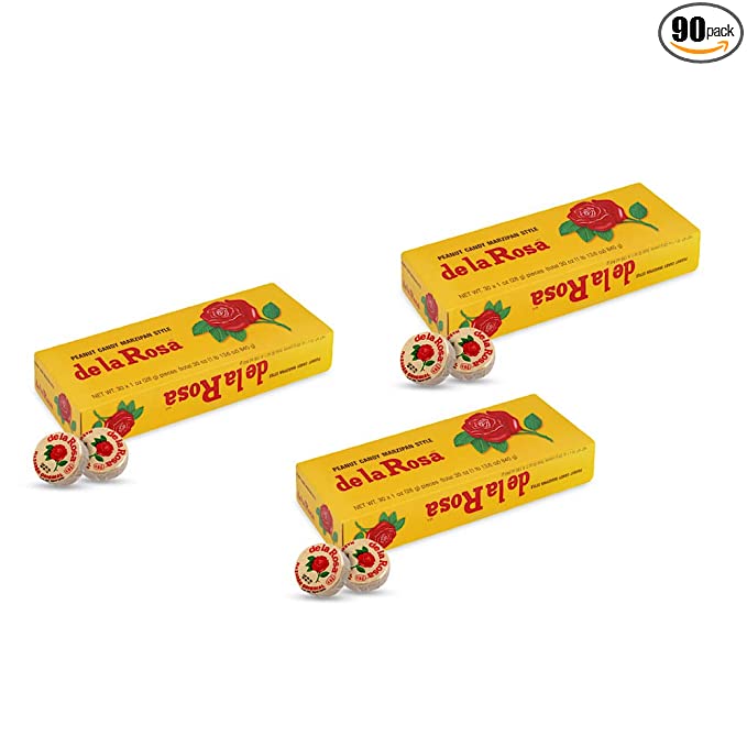 De La Rosa Marzipan Peanut Classic Mexican Candy, 3-30 Packs - 643950966561