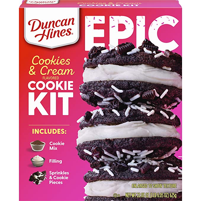 Duncan Hines Epic Kit, Cookies & Cream Cookie Mix Kit, 22.05 oz - 644209004195