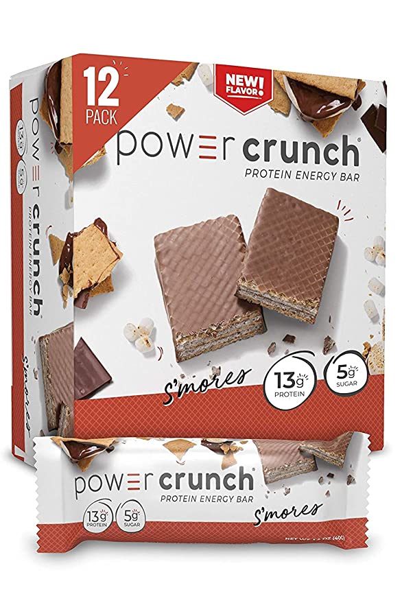  Power Crunch Whey Protein Bars, High Protein Snacks with Delicious Taste, S'Mores, 1.4 Ounce (12 Count)  - 644225726170