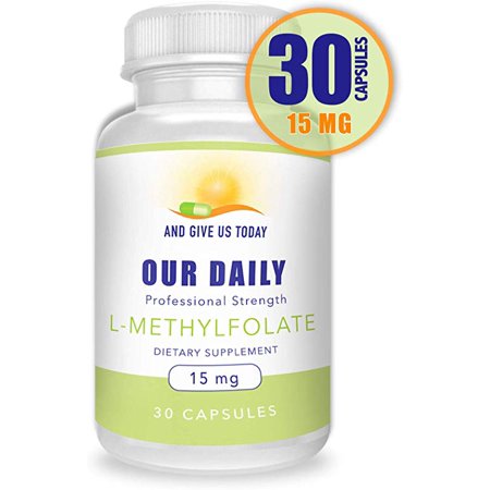 L-Methylfolate 15 mg / 15000 mcg Maximum Strength Active Folate 5-MTHF Filler Free Gluten Free NON-GMO Vegetarian Capsules 30 Count (1 Month Supply) - 644766550388