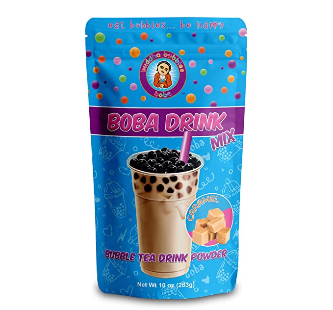  Caramel Frapp Boba / Bubble Tea Drink Mix Powder By Buddha Bubbles Boba 10 Ounces (283 Grams)  - 646437090315
