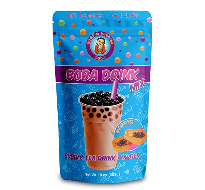  Papaya Boba / Bubble Tea Drink Mix Powder By Buddha Bubbles Boba 10 Ounces (283 Grams)  - 646437090551