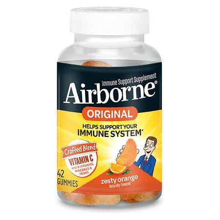 Airborne Zesty Orange Flavored Gummies 42 count - 750mg of Vitamin C and Minerals & Herbs Immune Support (Packaging May Vary) - 647865955665