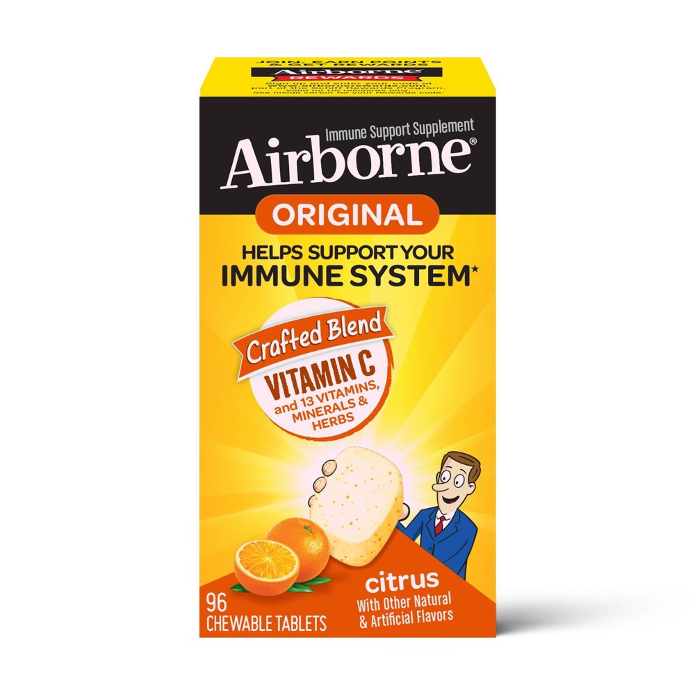 Airborne Immune Support Chewable Tablets with Vitamin C & Zinc - Citrus - 96ct - 647865962977