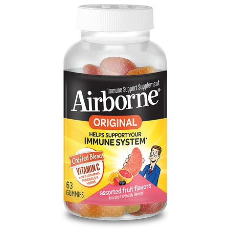 Airborne Assorted Fruit Flavored Gummies 63 count - 750mg of Vitamin C and Minerals & Herbs Immune Support (Packaging May Vary) - 647865962991