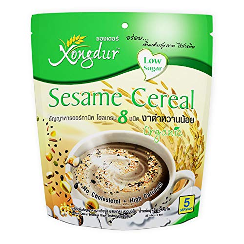 Xongdur Brand, Grain Cereal Drink 8 type 150 g, pack of 5 sachets (Sesame Cereal) - 648275962519