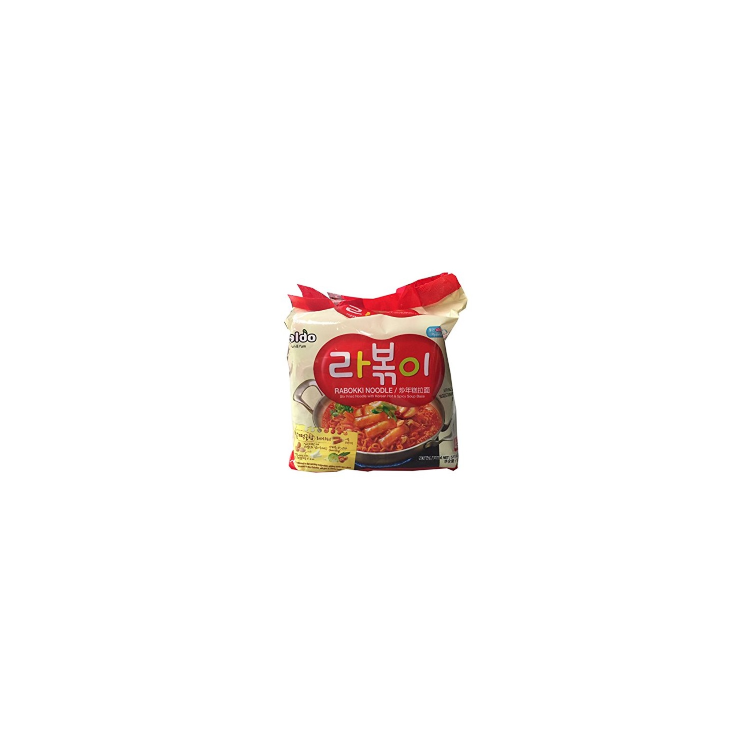 Paldo Noodles Korean Rabokki Tteokbokki (라볶이) 145g Ramyun Noodles with Topokki Rice Cakes - 0648436101054