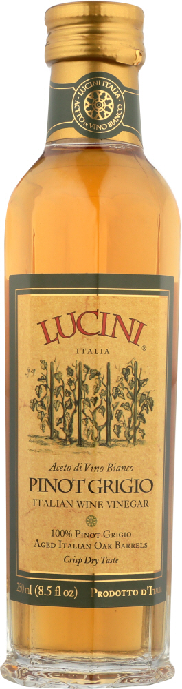 LUCINI: Italia Italian Wine Vinegar Pinot Grigio, 8.5 Oz - 0648505352509
