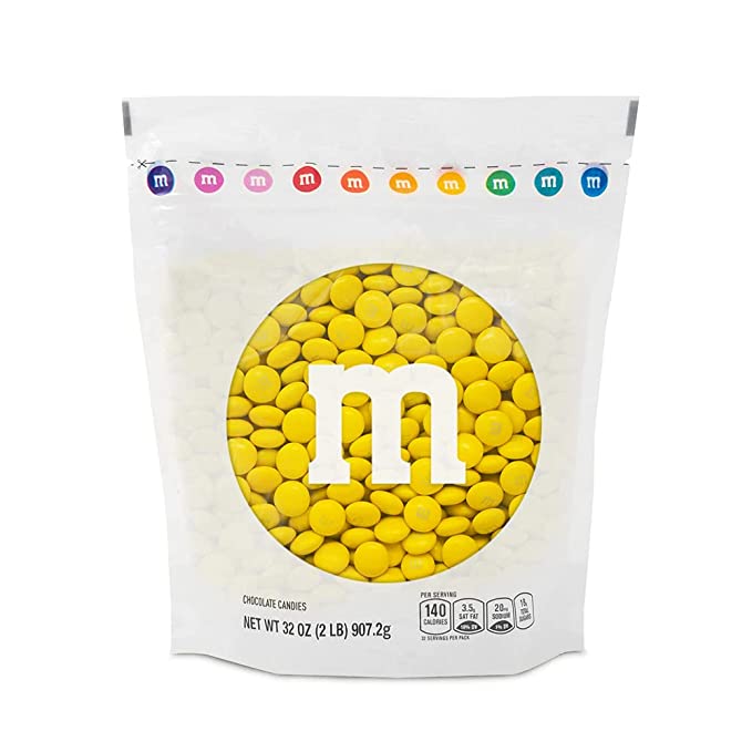  M&M’S Milk Chocolate Yellow Candy - 2lbs of Bulk Candy in Resealable Pack for Easter, Candy Buffet, Graduation, Birthday Parties, Wedding Theme, Candy Bar, and Tasty Snacks for DIY Party  - 012937003740