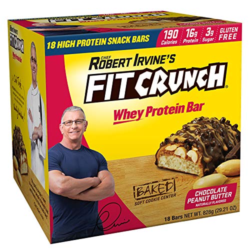  FITCRUNCH Snack Size Protein Bars, Designed by Robert Irvine, World’s Only 6-Layer Baked Bar, Just 3g of Sugar & Soft Cake Core (Peanut Butter)  - 787776664604