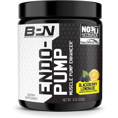 Bare Performance Nutrition, Endo Pump Muscle Pump Enhancer, L-Citrulline, NO3-T Betaine Nitrate & VasoDrive-AP Hydrolyzed Casein Tripeptides (30 Servings, BlackBerry Lemonade) - 649684138793