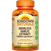 5 Pack - Sundown Naturals Garlic 1000 mg, 250 Odorless Softgels Each - 649684669389