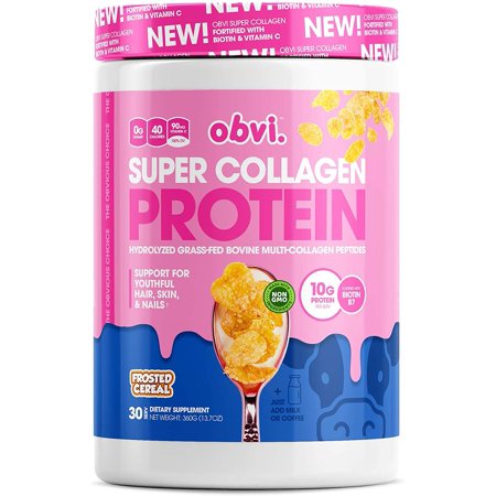 Obvi Collagen Peptides Protein Powder Keto Gluten and Dairy Free Hydrolyzed Grass-Fed Bovine Collagen Peptides Supports Gut Health Healthy Hair Skin Nails (Frosted Cereal 14 Oz) - 649754234318