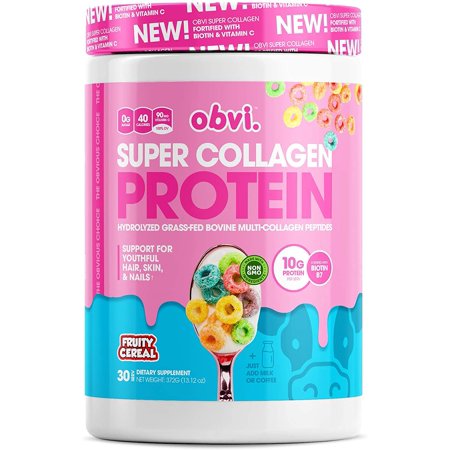 Obvi Collagen Peptides, Protein Powder, Keto, Gluten and Dairy Free, Hydrolyzed Grass-Fed Bovine Collagen Peptides, Supports Gut Health, Healthy Hair, Skin, Nails (Fruity Cereal, 14 Oz) - 649754417971
