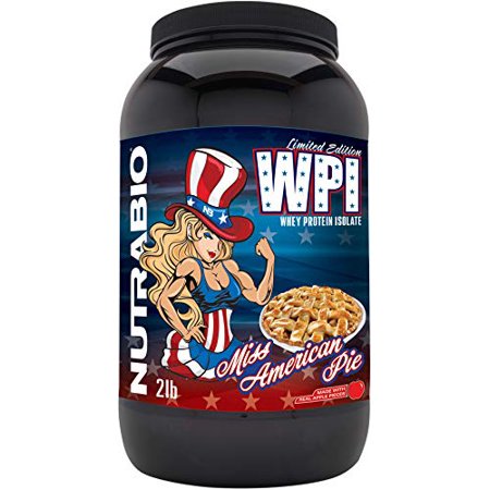NutraBio 100% Whey Protein Isolate - Complete Amino Acid Profile - 25G of Protein Per Scoop - Soy and Gluten Free - Zero Fillers, Non-GMO, Protein Powder - Ms. American Pie, 2 Pounds - 649908261603
