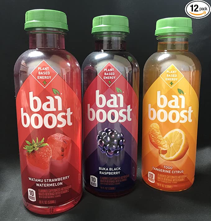  Luv Box, Bai Boost, Watama Strawberry Watermelon, Buka Black Raspberry, Togo Tangerine Citrus, 18 oz , 12 Units (4 of each Flavor)  - 650075992801