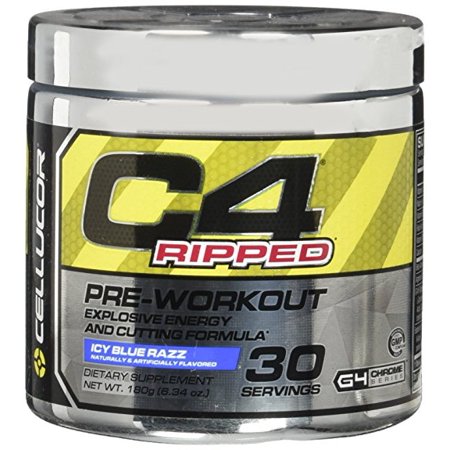 Cellucor C4 Ripped Pre-workout Icy Blue Razz Dietary Supplement, NET WT. 180g, 6.34 Oz 30 Serving - 650270237257