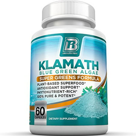 BRI Nutrition Klamath Blue Green Algae - More Effective Than Spirulina or Chlorella - from The Clean Pure Source of Klamath Lake 500mg 60ct Gel Capsules - 650415395088