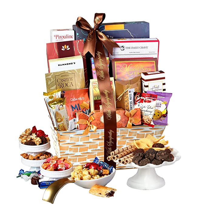  Broadway Basketeers Condolences Gourmet Gift Basket, Kosher Sympathy Food Gift Baskets for Delivery, Perfect Care Package Box or Assorted Snack Gifts for Bereavement, Loss, Funeral, or Shiva  - 650434412353