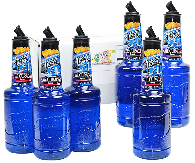  Finest Call Premium Blue Curacao Drink Mix, 1 Liter Bottle (33.8 Fl Oz), Pack of 6  - 070491065338