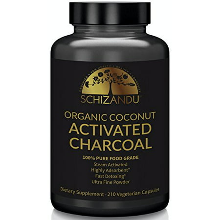 Schizandu Organics Activated Coconut Charcoal Capsule Supplement 100% Pure 210 Pills - 650966970994