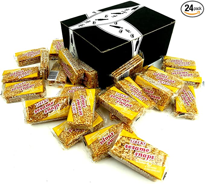 Loucks Sezme Honey Sesame Snaps, 1.34 oz Packets in a BlackTie Box (Pack of 24) - 651818926367