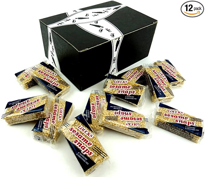 Loucks Sezme Sesame Snaps, 1.4 oz Packages in a BlackTie Box (Pack of 12) - 651818990740